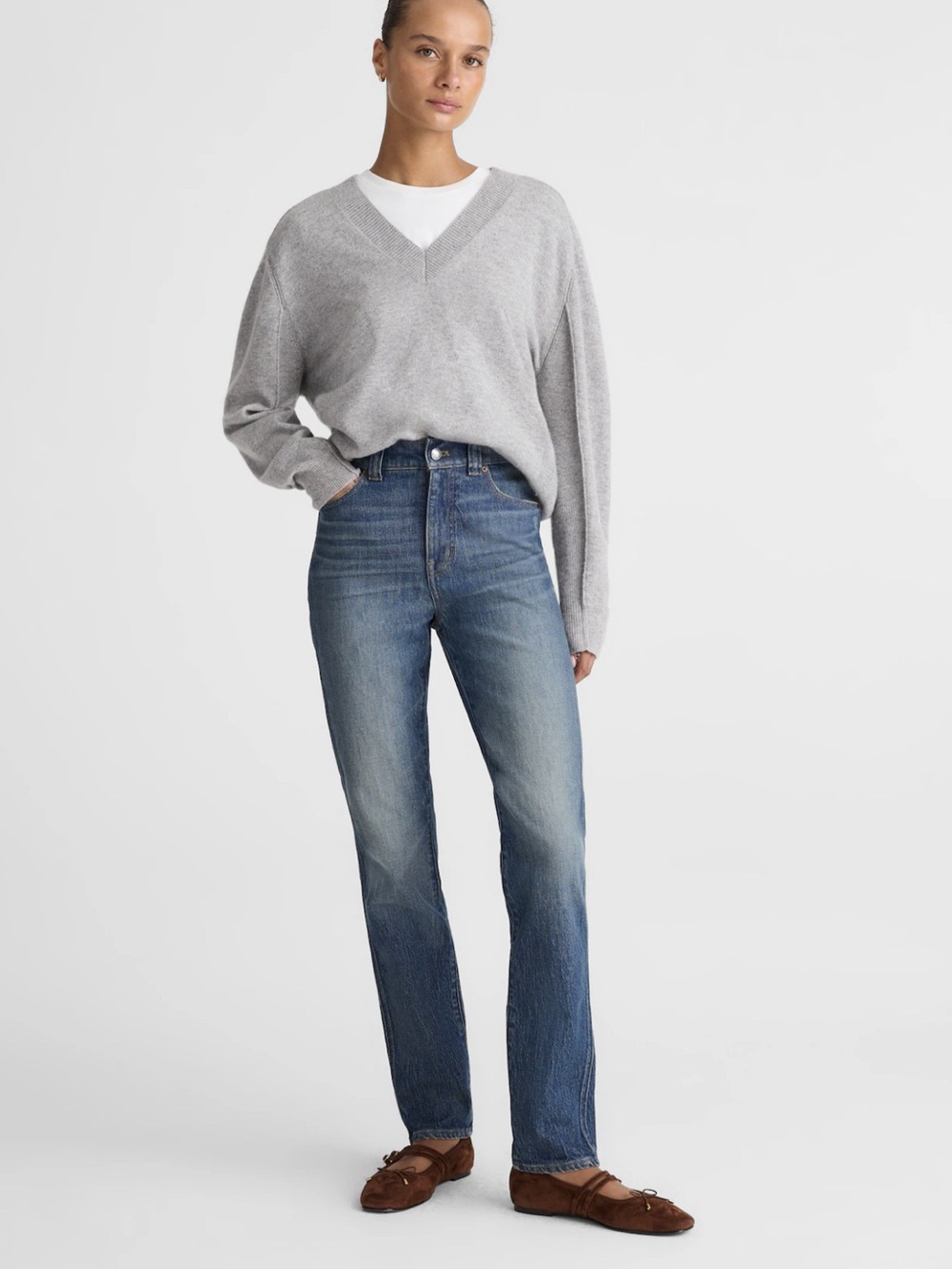 Madewell Curvy Perfect Vintage Straight Jeans in Rich Medium Blue Waist 23